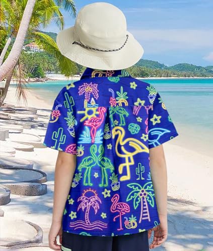 uideazone Boys Hawaiian Shirts Novelty Printed Funky Short Sleeve Button Down Shirt Kids Aloha Luau Shirt 7-14T 5