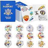 60 Kids Passport Books with 2 Sets of 300 Unique Stickers Totaling 600 Sheets (Including 6 Themes), Suitable for Party Favors, Scrapbooks, Arts and Crafts, School Supplies, Wall Stickers