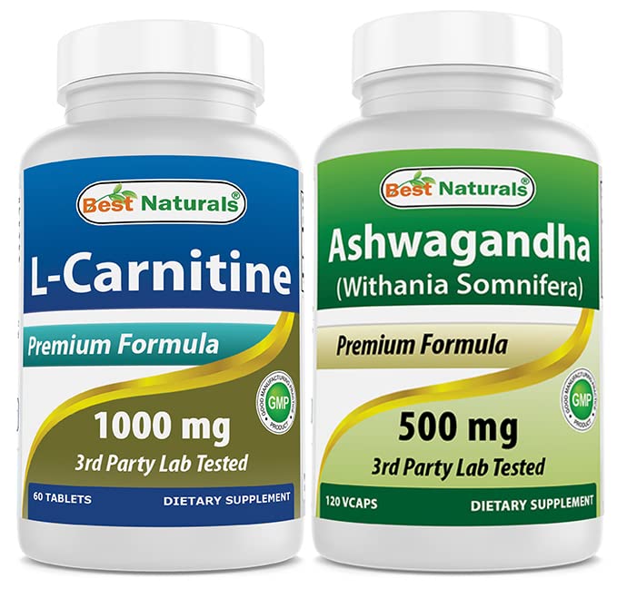 Amazon.com: Best Naturals L-Carnitine 1000mg & Ashwagandha Extract 500 Mg :  Health & Household