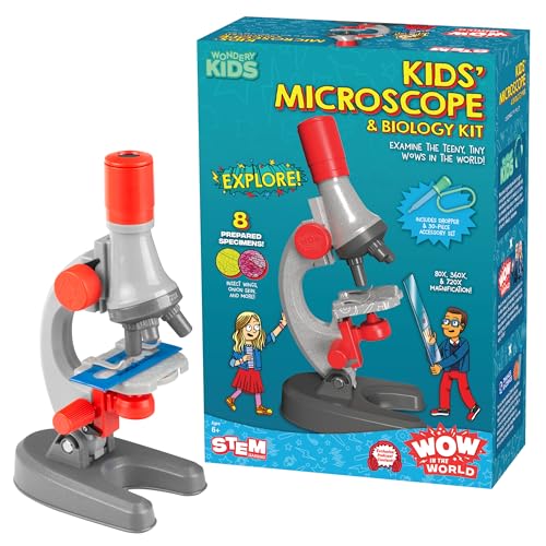 Wow in The World Kids’ Microscope & Biology Kit, Up to 720x Magnification, LED Illumination, Prepared & Blank Slides, Companion Audio Content, Beginner Science Gift for Ages 6+ by Thames & Kosmos