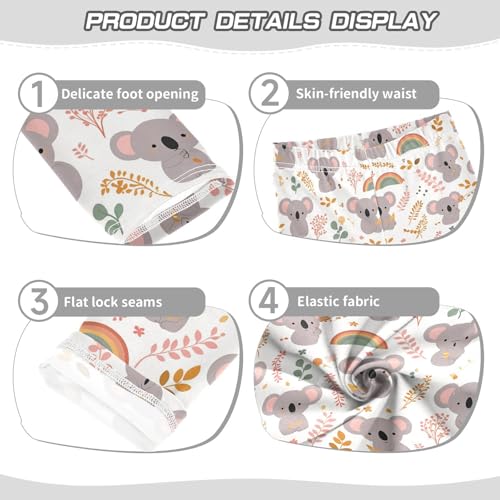 Cute Koalas Girls' Leggings Toddler Doodles Rainbows Kids Yoga Pants Dance Active Tights 4T3