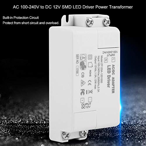 Image of LED Transformer, Dimmable LED Driver, 12V, 24W, AC 100-240V to DC 12V, Short Circuit & Overload