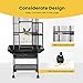 VIVOHOME 72 Inch Wrought Iron Large Bird Cage with Play Top and Stand for Parrots Lovebird Cockatiel Parakeets Black
