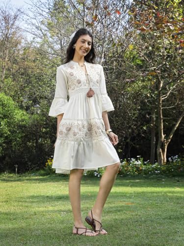 Image of Stylum Women's Floral Printed Cotton Flared Dress