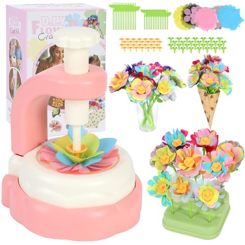 Gitaobac Fabric Flower Bouquets Toys, 4 5 6 7 8 9+ Year Old Girl Birthday Gifts, Arts and DIY Crafts Kits for Kids, Educational & Creative Gift for Girls