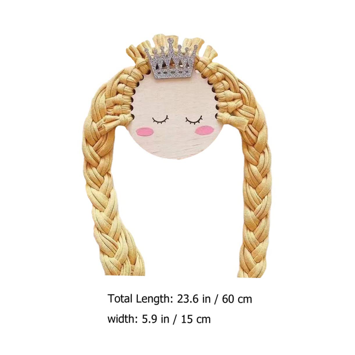 HOOTNEE Doll Face Hair Accessories Organizer with Long Braid Wall Hanging Barrette Display Hanger for Hairpin Storage Belt Fun Home Decoration and Idea