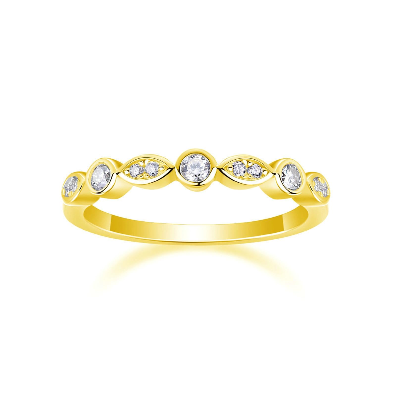 Eternity Band damski pierścionek z różowego złota, prawdziwe dla kobiet z kamieniem szlachetnym Moissanit, pierścionek damski, prawdziwe złoto, 9K 14K 18K żółte złoto, rozmiar 47 (15,0)-65