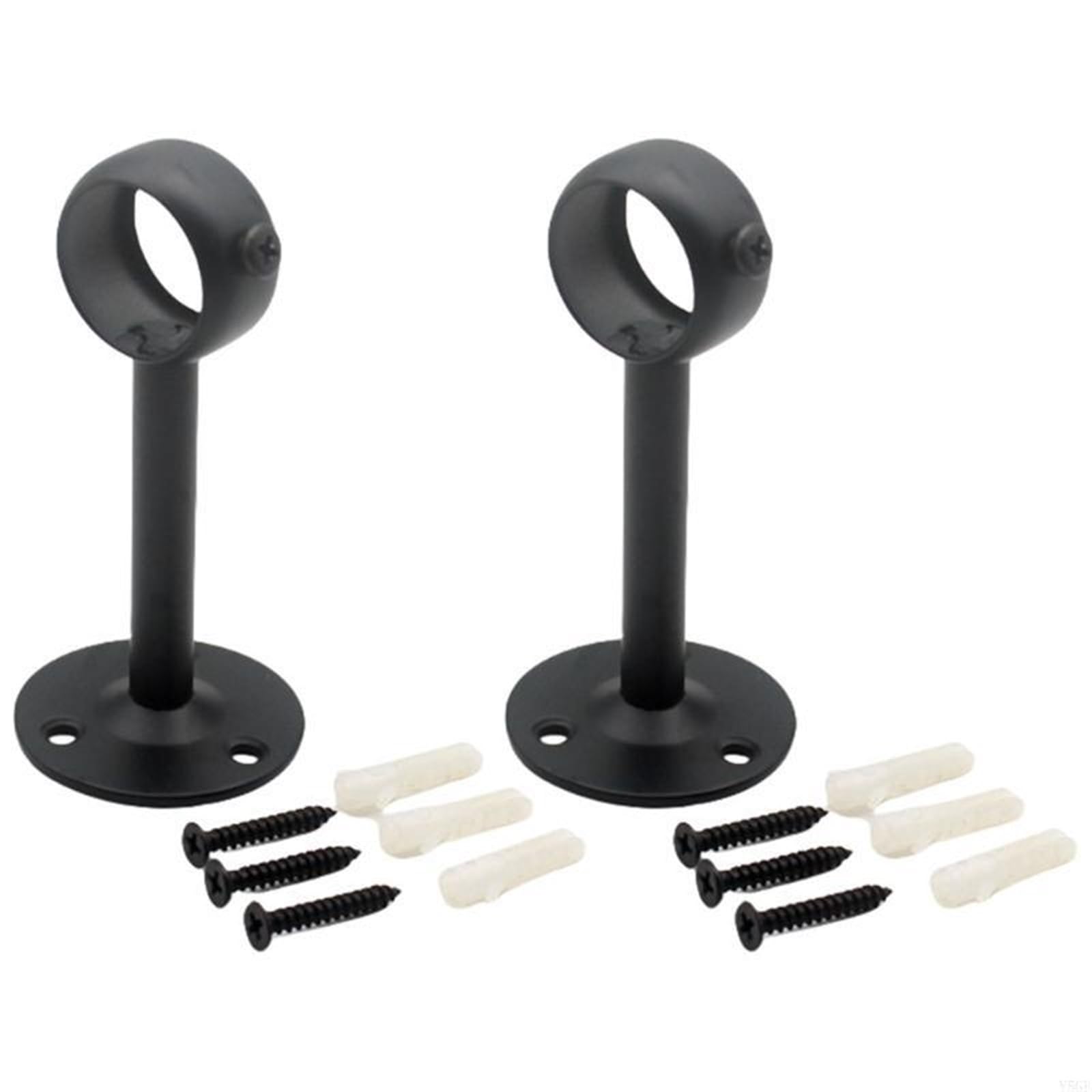 Gbrcen Curtain Rod Brackets 4Pieces Stainless Steel Ceiling Mount Curtain Rod Hanging Brackets For 25x100mm Drapery Poles Holders(Black)
