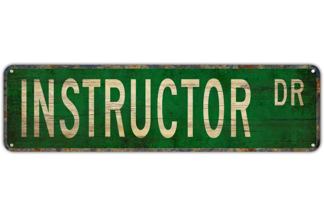 peiyeety Instructor Dr Vintage Street Sign Rustic Occupation Wall Decor Retro Metal Tin Sign for Home Gym Garage Bar Farmhouse Patio Man Cave Waterproof Decorative Art 4x16 Inch