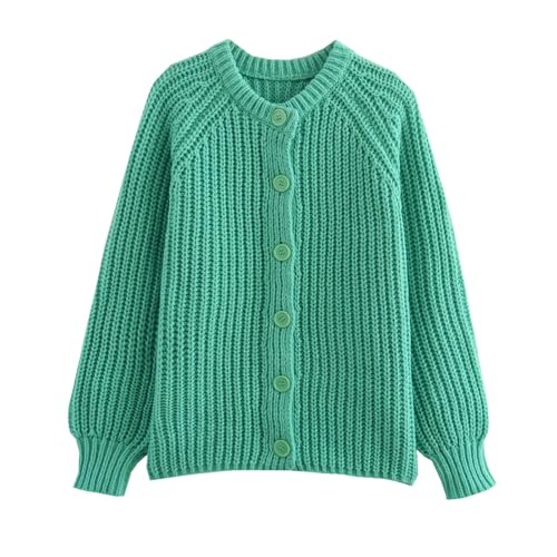 KEOMUD Women's Long Sleeve Cardigan Sweaters 2025 Spring Casual Crewneck Button Down Chunky Knit Cardigans