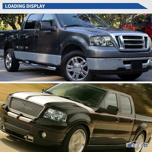 Image of OEDRO Halogen Headlights Compatible with 2004 2005 2006 2007 2008 Ford F-150 /06-08 Lincoln Mark LT Pickup Headlamps Replacement Smoke Lens Driver and Passenger Side