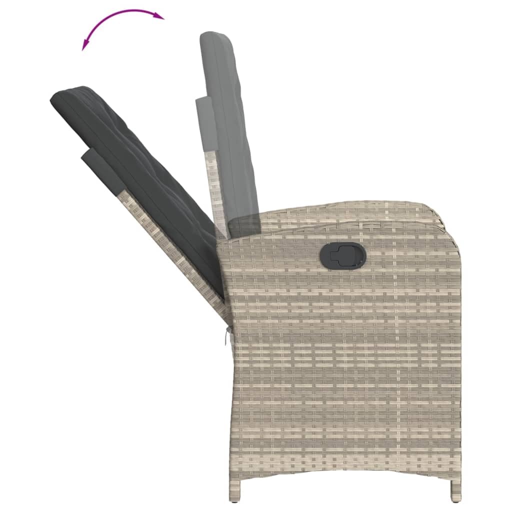 Poltrone reclinabili da giardino con cuscini grigio 2 pz rattan PE sedie da esterno resistente alle intemperie, poltrone per terrazze mobili da giardino, poltrone da giardino