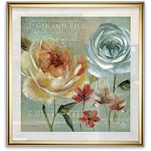 Renditions Gallery Le Jardin de Paris I by Carol Robinson Floral Abstract Canvas Wall Art Framed Fine Giclee Prints Flower Painting - Gold Frame