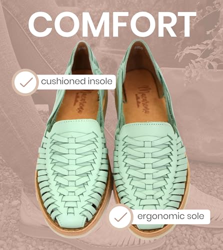 Image of Macarena Collection Womens Shoes Leather Sandal Flat for Women | Huarache Handmade Mexican Sandals | Comfortable & Stylish Womens Sandals 3050