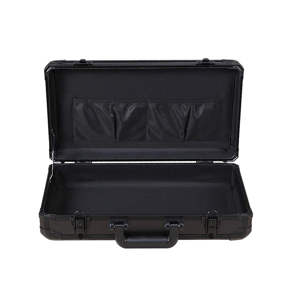 Tragbarer Aluminium-Hartschalenkoffer, Werkzeugkasten, schwarzer Aktenkoffer, Metalltragekoffer, abschließbar, Mehrgrößen-Transportbox für Kameraausrüstung (ohne Schaumstoffeinlage - 40 x 24 x 12 cm)