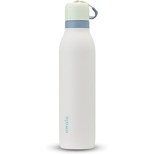 FreeSip Twist Insulated Stainless Steel Water Bottle with Straw for Sports and Travel, BPA-Free, 24-oz, Green/White (Iced Breeze)
