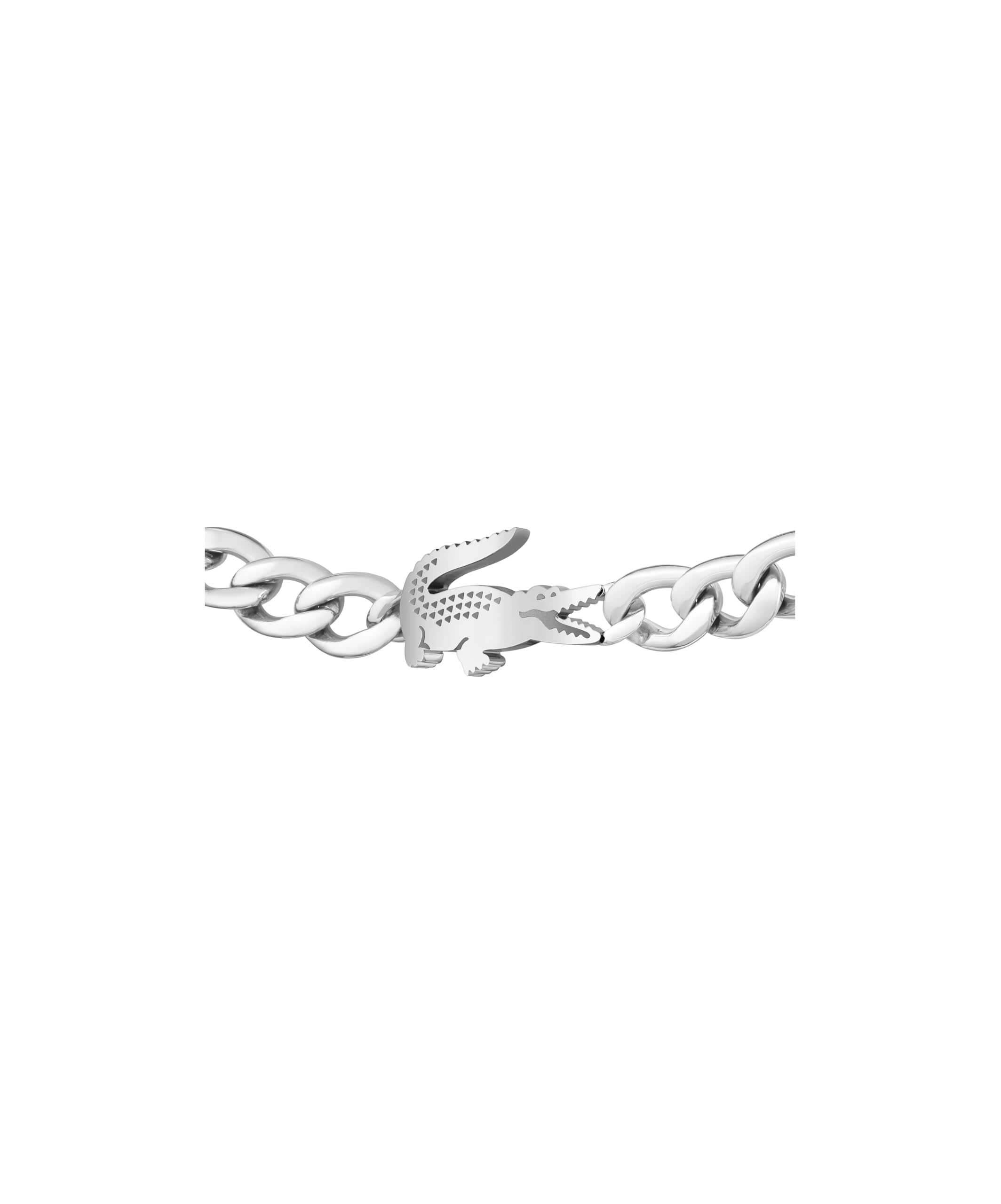 Lacoste Bracelet en Chaîne Pour Homme et Femme Collection CROCODILE en Acier Inoxydable avec un Charm en forme de Crocodile - Disponible en Version Or ou Argent