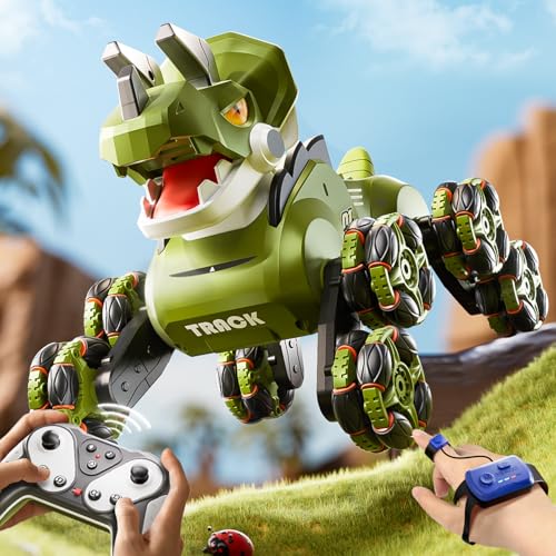 Vanvimen 8 Wheels RC Stunt Car for 8-14 Years Old Boys, Gesture Dinosaur RC Car Toys for Age 8-12, Lights & Music, Kids Easter Birthday Gifts for 8 9 10 Years Old