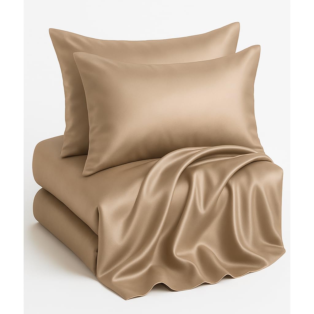 Casa Platino Queen Satin Sheet Set - 4 Piece Set with 15 Inch Deep Pocket Fit, Super Soft and Lightweight Queen Sheet Sets, Designed for Hair Breakage