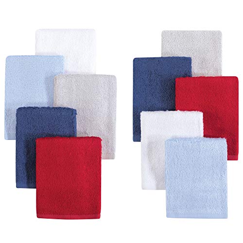Image of Little Treasure Unisex Baby Rayon from Bamboo Luxurious Washcloths, Blue Red 10-Pack, One Size