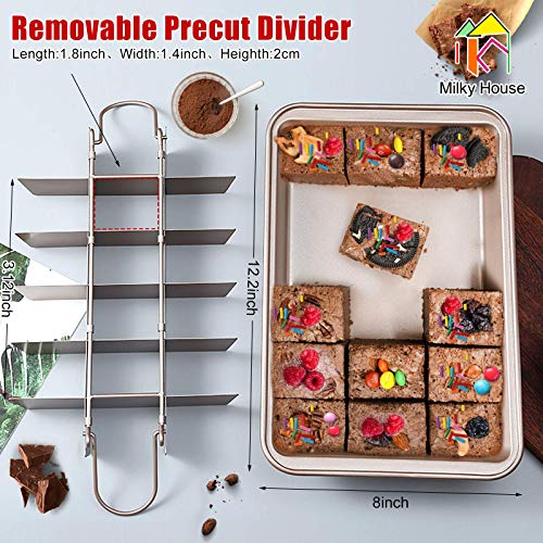 Brownie Pans with Dividers, Non-Stick Brownie Baking Tray with Slicers, Baking Sheet with 18 Pre-Cut Molds, Rectangular Pans for Oven Baking Bread, Brownie, Cake, 12 x 8 Inches, Oven/Dishwasher Safe