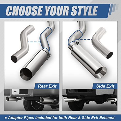 image for Auto Dynasty 4 inches Round Muffler Rolled Tip Catback Exhaust System 