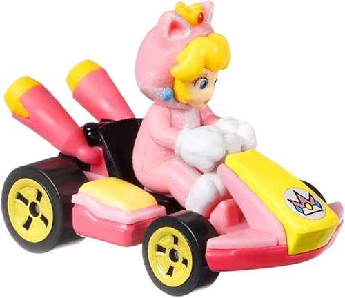 Miniatura 2 de Hot Wheels Mario Kart Cat Peach Kart estándar Rosa