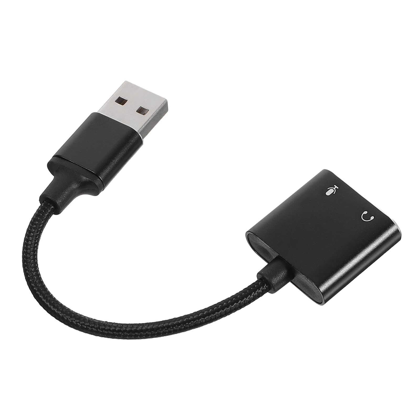 USB Audio Splitter and Headset Audio Adapter for PC and Laptop, External Sound Card Converter with Microphone Input, Black USB to Headphone Jack for Gaming and Communication