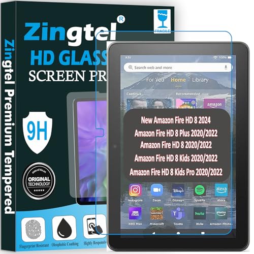 Image of Screen Guard Designed For New Amazon Fire HD8 / HD8 Plus / HD8 Kids / HD8 Kids Pro Tablet (2024 /2022 /2020) 8 Inch Nano Fiber Tempered Glass Screen Protector Flexible, HammerProof & Shatterproof