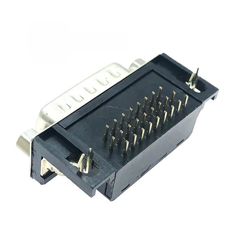 Image of 2PCS DB25 Female Male PCB Mount D-Sub 25 pin PCB Connector RS232 Connector 90-Degree Bent Needle DR25(Female Black)