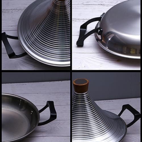 Olla para tajín marroquí de Hierro Fundido, Olla para tajín marroquí de Acero Inoxidable para cocinar, Plancha Coreana con Tapa cónica, tajín Compatible con cocinas de inducción, vajilla de