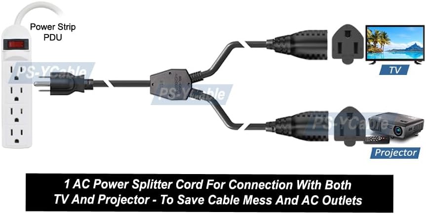 Miniatura 4 de Divisor de cable de alimentación de CA 1 en 2 salidas - Cable divisor de salida de CA