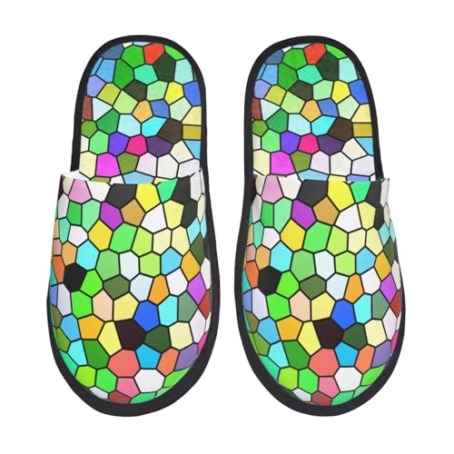 Colorful Tie Dye Stained Glass Print Women Slippers Home Furry Shoes Keep Men Couples Shoes Warm For Women-