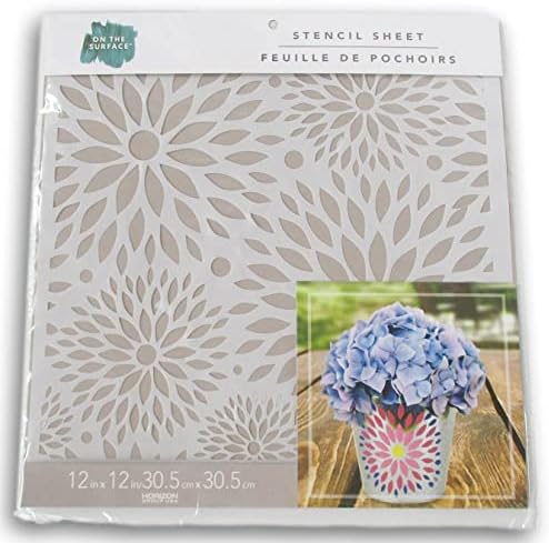 On The Surface Flexible Multi-Media Pattern Designs XL Stencil Sheet - Floral Splash - 12 x 12 Inches, (SLP-006)