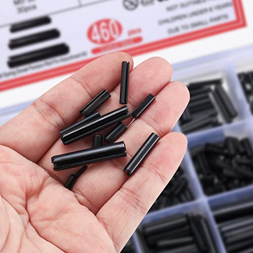 460 Pcs Roll Pin Assortment Set, Slotted Metric Spring Pins, Split Expansion Pins, Spring Dowel Tension Roll Pins, Split Expansion Spring Steel Pins Set - M1.5/M2/M2.5/M3/M4/M5/M6 #TOP4
