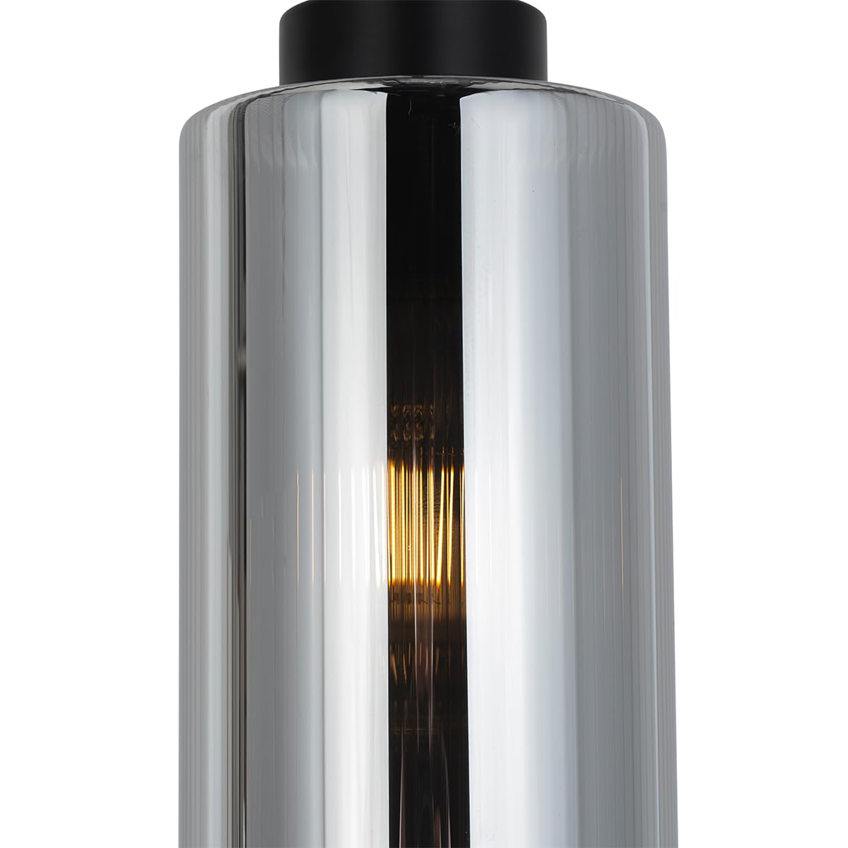 Art Deco hanglamp zwart met smoke glas - Laura
