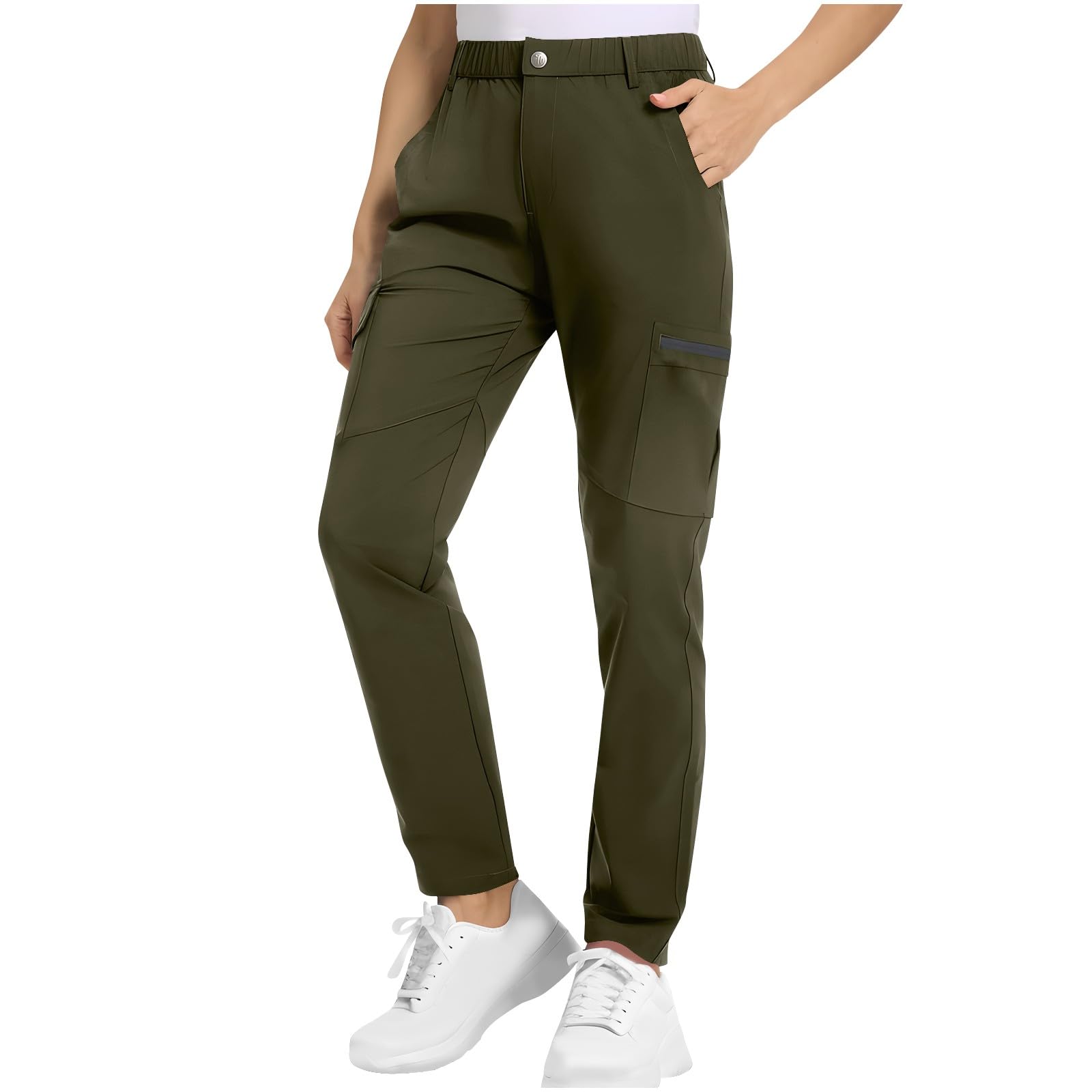 Women's Hiking Cargo Pants Outdoor Casual Lightweight Quick Dry Tactical Pant Hiking Travel Camping Pant with Pocket Green