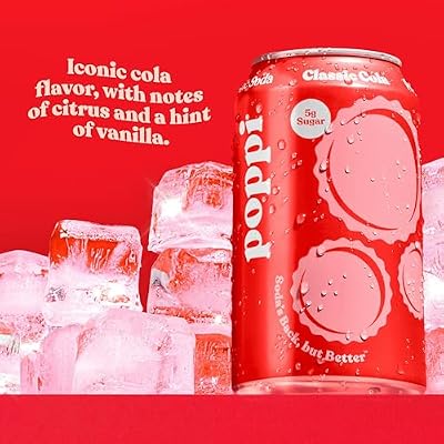 Poppi Prebiotic Soda, Sparkling Water & Fruit Juice, Classic Cola, 12 Oz, 12 Pack