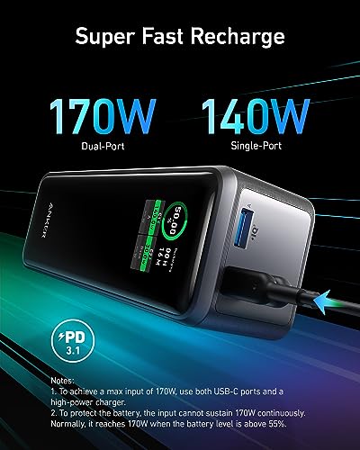 Image of Anker Prime Power Bank, 27,650mAh 3-Port 250W Portable Charger for Travel, TSA-Approved, Smart App, for MacBook Pro /Air, iPhone 16 /15 /14 Series, Samsung, Laptops, and More (Charging Base Not Included)