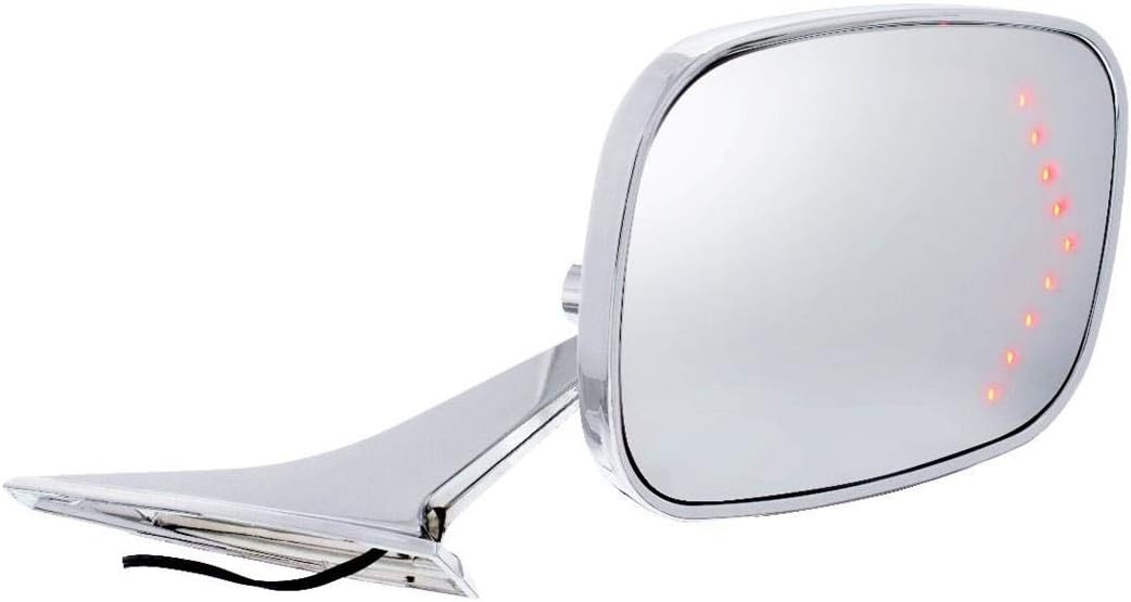 United Pacific 110297 Rectangular Exterior Mirror With Convex Glass and LED Turn Signal For 1968-79 Chevy Car - R/H,chrome