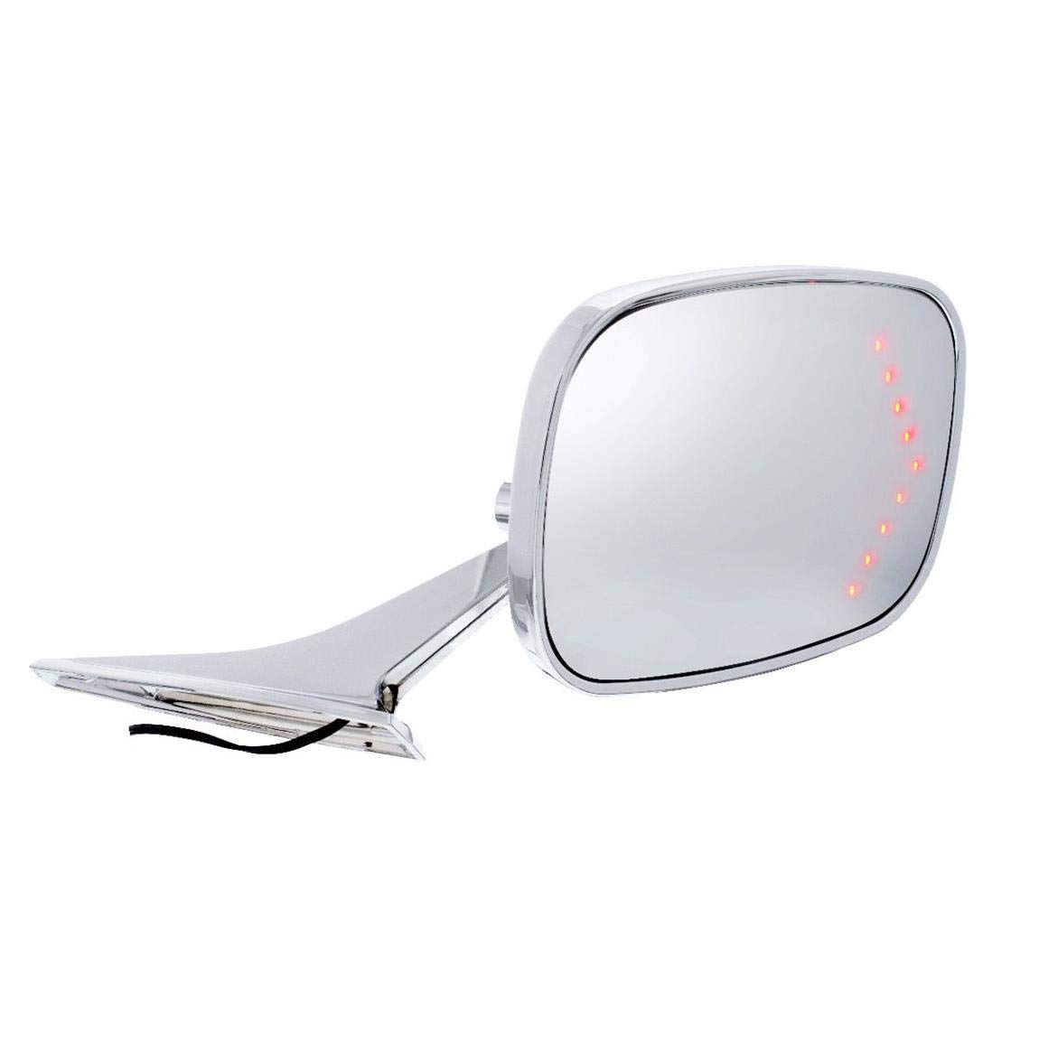 United Pacific 110297 Rectangular Exterior Mirror With Convex Glass and LED Turn Signal For 1968-79 Chevy Car - R/H,chrome