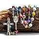 Nazareth Store Muranoglas Rosenkranz Halskette Handgefertigt Mehrfarbige Millefiori Perlen Rosario Medaille der Heiligen Erde und Kreuz Kruzifix