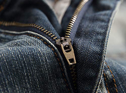 Men's Blue Slim Fit Jeans Stretch Destroyed Ripped Skinny Jeans Side Striped Denim Pants(N-36)3