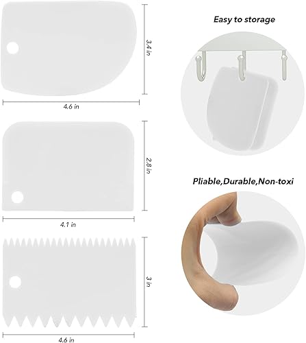Miniatura 3 de Espátulas de glaseado de acero inoxidable con 3 raspadores más suaves para tartas, juego de espátulas profesionales con 6, 8, 10 pulgadas para