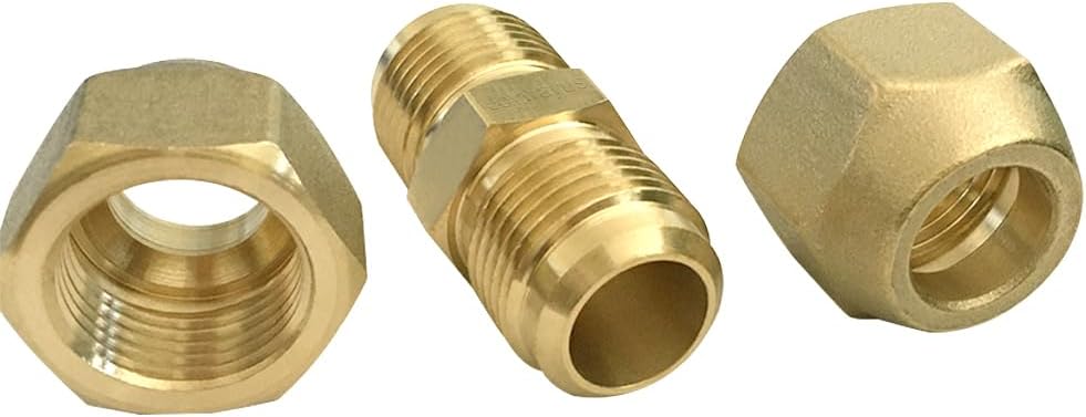 Joywayus 5/8" Air Conditioning Copper Pipe Extension Double Connector with Flare Nuts and Connectors Free Welding for Butt Copper Tube Diameter 5/8"(15.58mm)