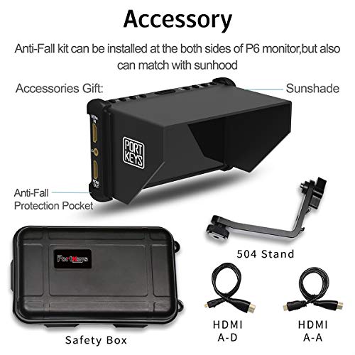 Portkeys P6 4K HDMI Camera Monitor with LUT/Peaking Focus/Video Assist/Luma/RGB Waveform for DSLR/Camcorder(5.5 Inch) - Thumbnail 6