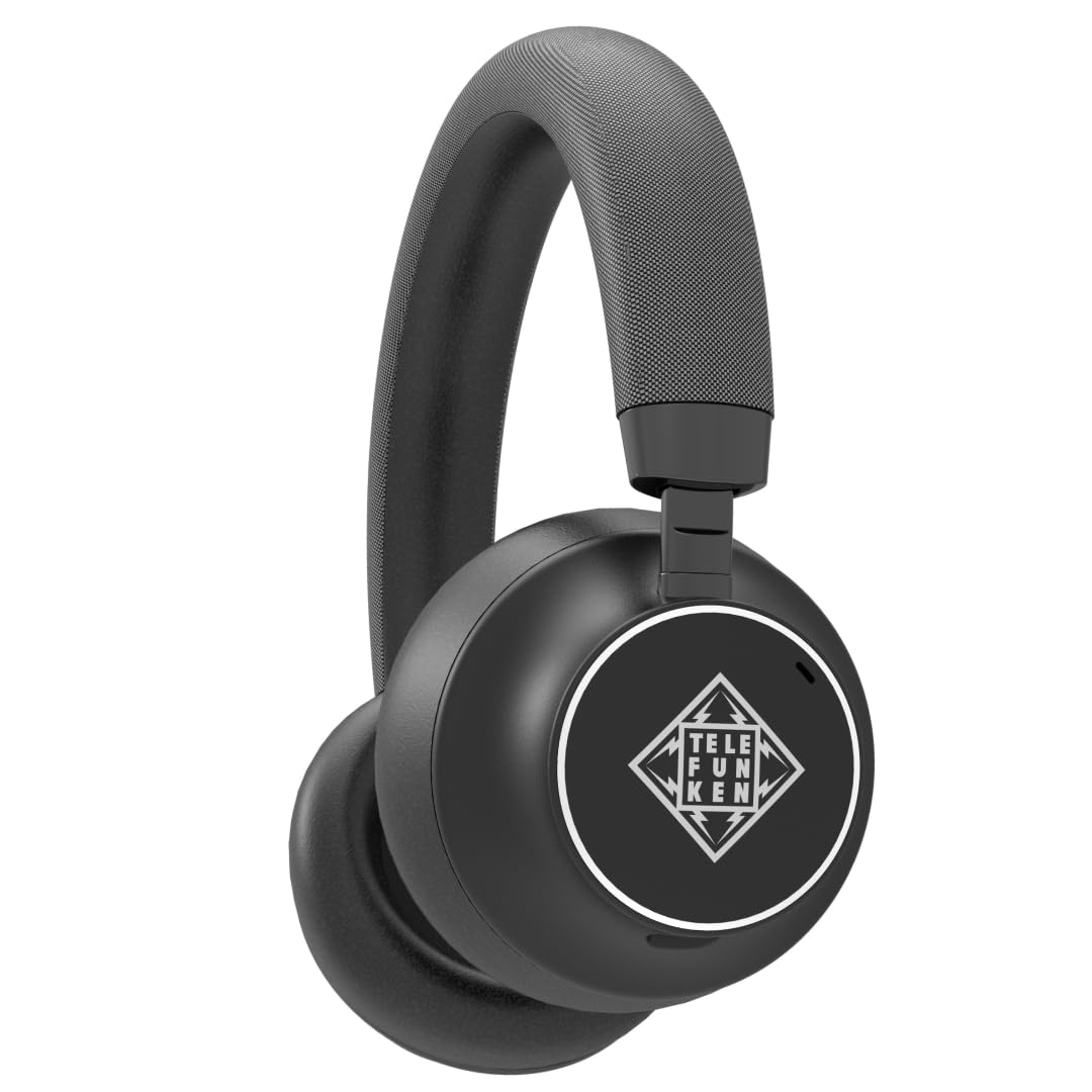 TELEFUNKEN ARCO ONE Casque Bluetooth Over-Ear avec ANC et Microphone, Multipoint, Batterie 30h (22h avec ANC), Pilotes 40mm, 32Ω, AUX/3.5mm et USB-C, IPX3, 220g, Coussinets
