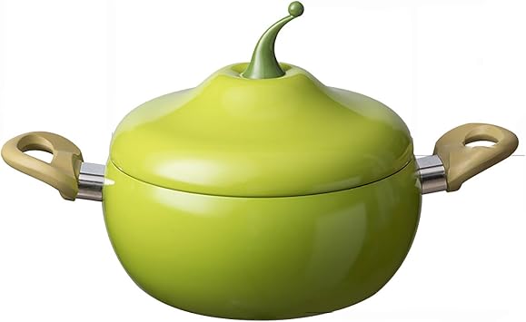 Enamel Cast Iron Stock Pot Tomato Cocotte,Nonstick Soup Pot Pasta Can,Cute Vegetable Shape,Multifunction Cooking Pot with Handles for Thanksgiving Grill,Oven Backyard Cooking,Avocado pot