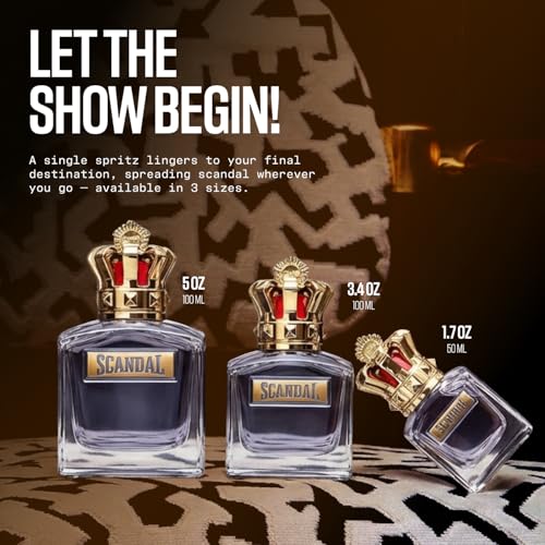 Image of Jean Paul Gaultier Scandal Pour Homme Eau de Toilette for Men - Long Lasting Amber Woody Men's Cologne with Clary Sage, Tonka Bean and Vetiver - Designer Fragrance Spray