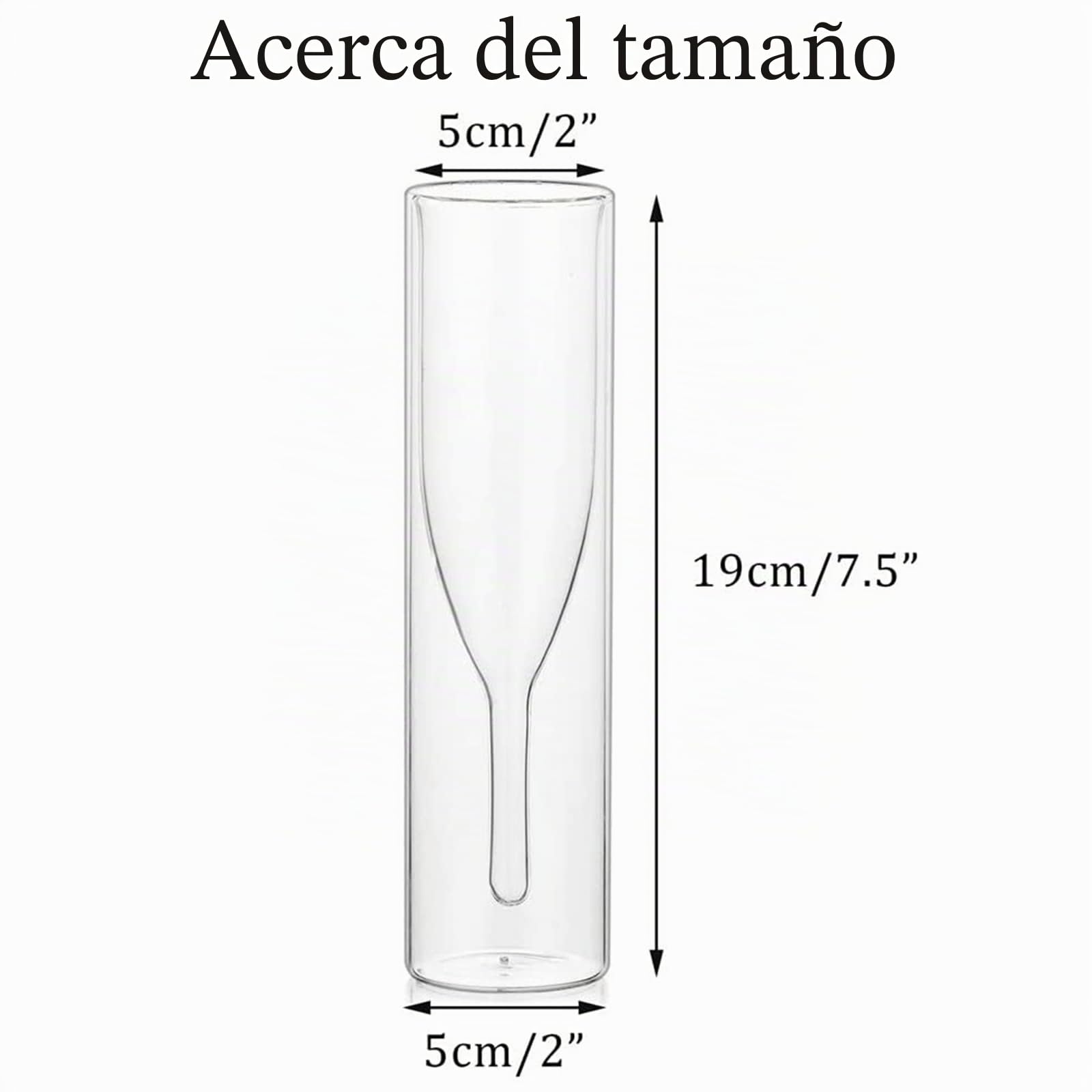 Sziqiqi Vasos a Granel de Cristal de Doble Pared con Copas de Champán, Copas de Vidrio Transparente Sin Tallo y Copas de Tulipanes Clásicos para Comidas Bodas Fiestas (6)